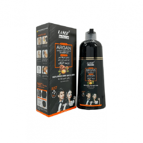 شامبو صبغة شعر بزيت الارجان من ليزر وايت -  اسود طبيعي - 420 مل