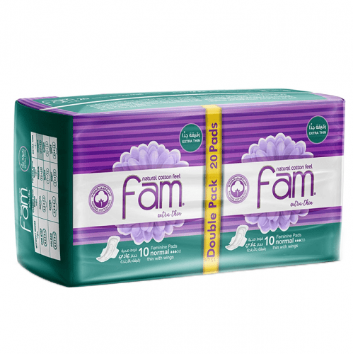 فوط صحية ناتشورال كوتن فيل رقيقة جداً بالأجنحة من فام -20 قطعة